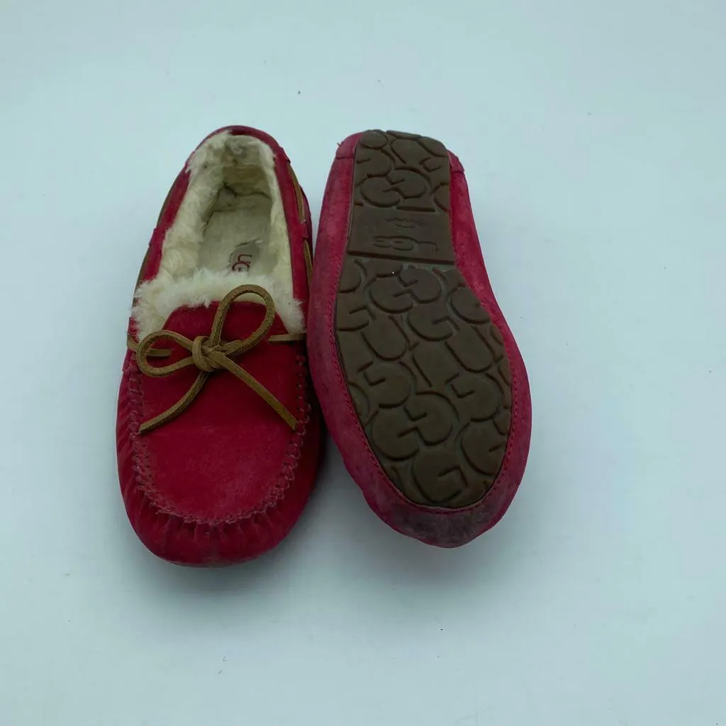 UGG Dakota Denim Red Fur Slippers Women's Size 6